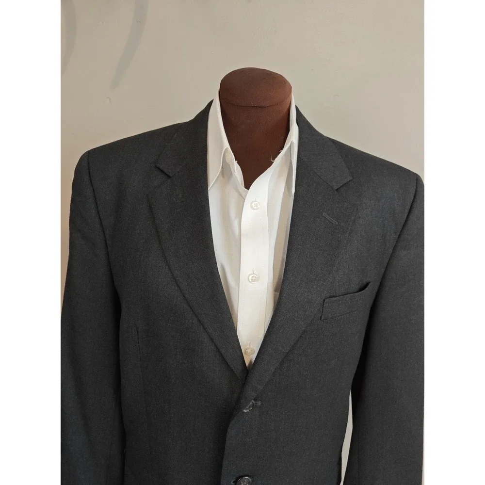 Jos A Bank 42L Charcoal Wool Blazer Mens 3 Button Sport Coat Gray Single Vented